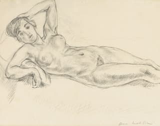 Nude Plein Pied Assis Sur Une Colonne
