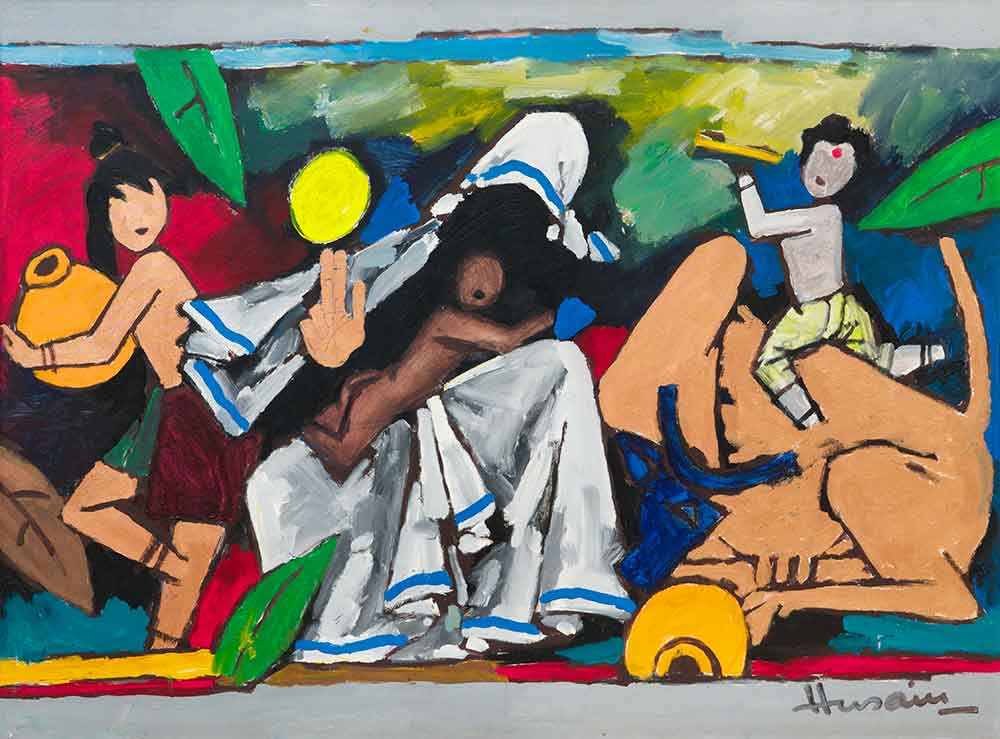 M F Husain Mother And Krishna