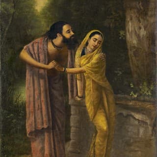 Raja Ravi Varma - Hamsa Damayanti (1899) Painting